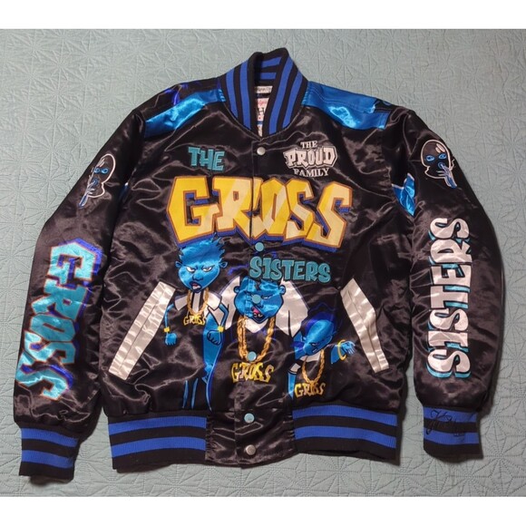 Headgear Classics  Nostalgia Other - HGC The Gross Sisters 2001 Black Blue Satin Bomber Jacket Proud Family Sz S